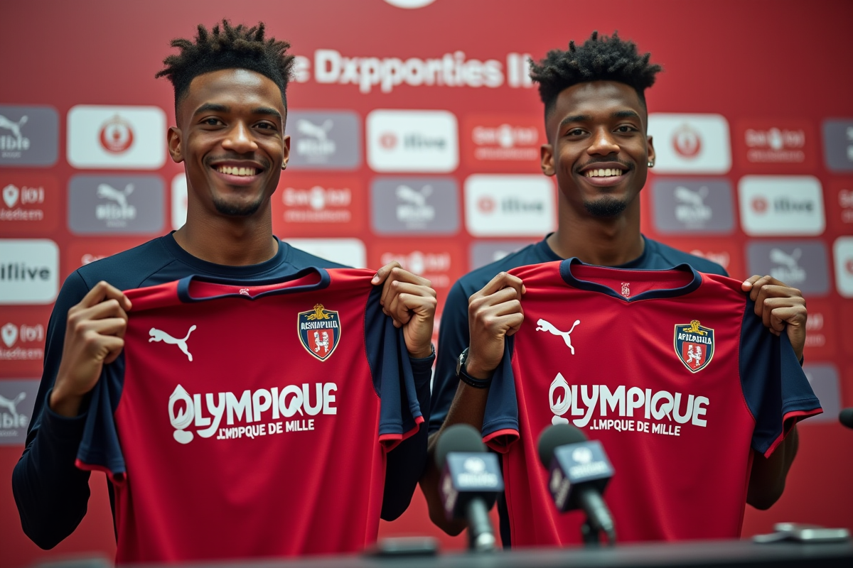 Deux joueurs Olympique de Mille posant lors d
