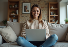 Gérer la distance avec sa famille : conseils et astuces pour rester proche Femme souriante en vidéo appel sur ordinateur portable