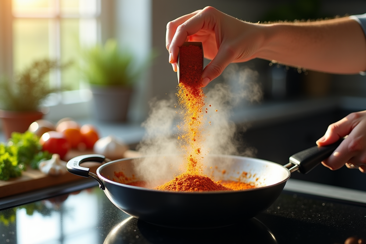 Ajout des épices dans la poêle : le moment idéal pour une cuisson parfaite