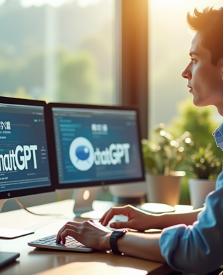 Jeune professionnel utilisant un ordinateur portable dans un bureau lumineux