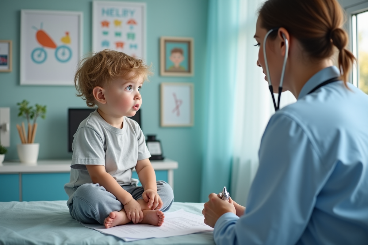 Garcon lors d’un examen médical chez le pediatre
