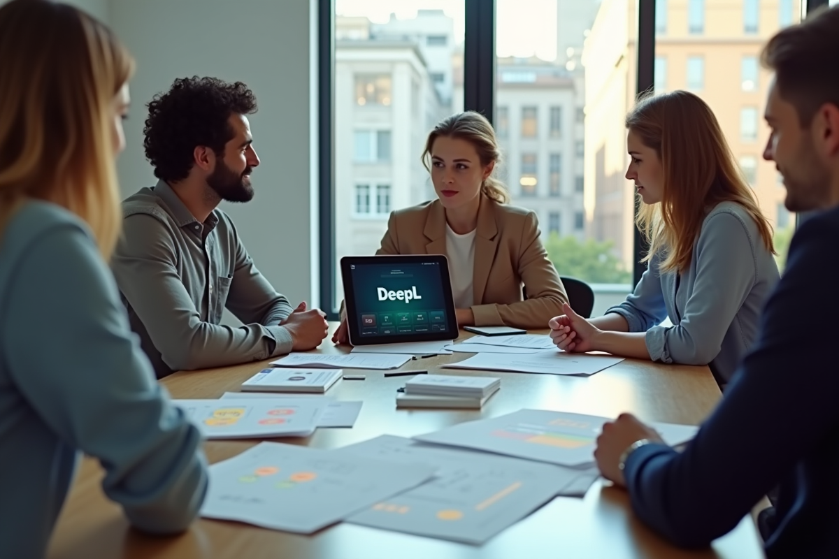 Groupe de professionnels collaborant avec DeepL en réunion