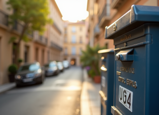 Rue ensoleillee aixenprovence avec boite aux lettres visible
