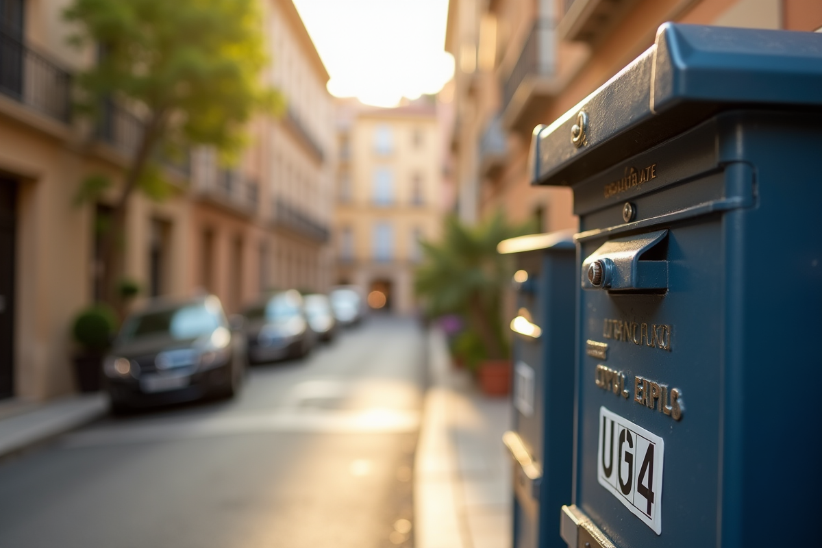 Rue ensoleillee aixenprovence avec boite aux lettres visible