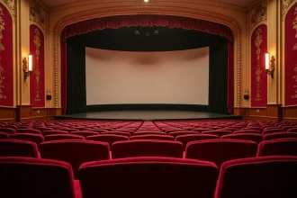 Vue intérieure de la grande salle du Grand Rex à Paris avec ses fauteuils en velours rouge et son décor Art Déco